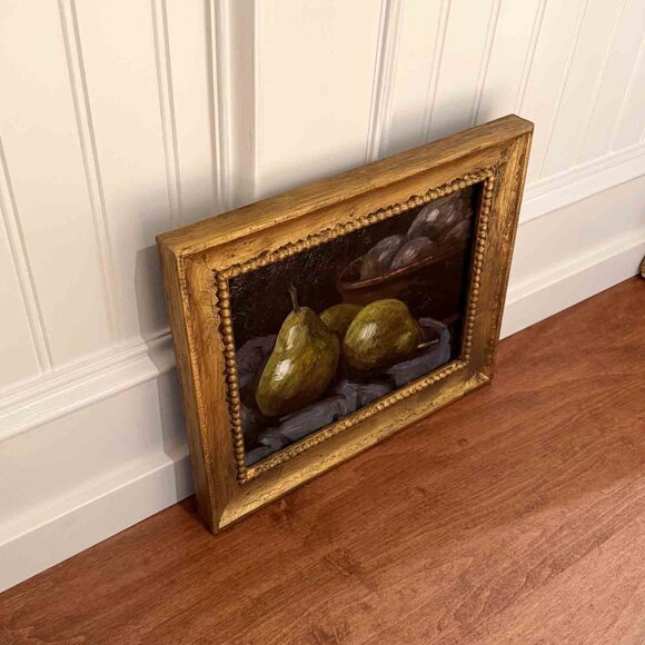 Dark Academia Still Life With Pears & Figs - Gold Frame - Picture 2 of 3